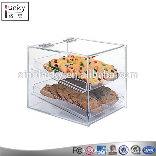 Acrylic 2 layer food display stand for cookies display box